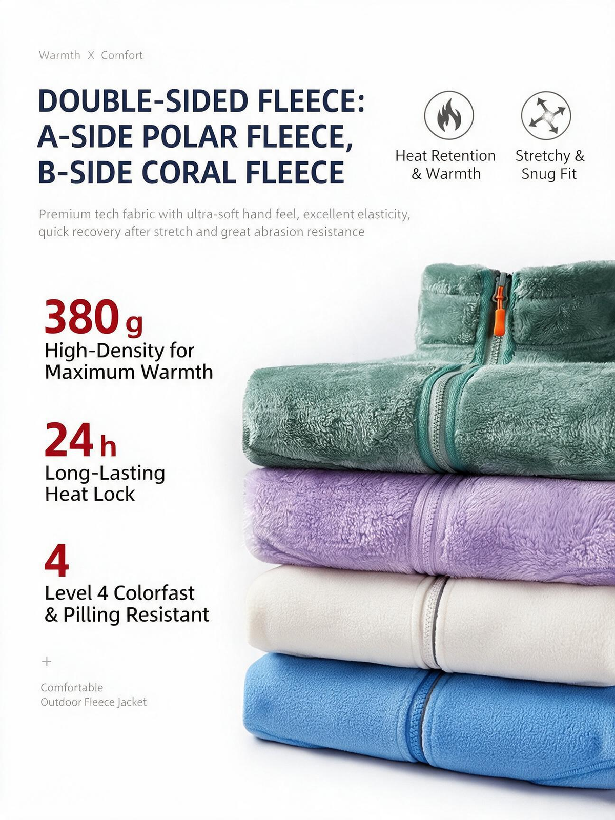 Women's Full-Zip Fleece Reversible Jacket with Pockets