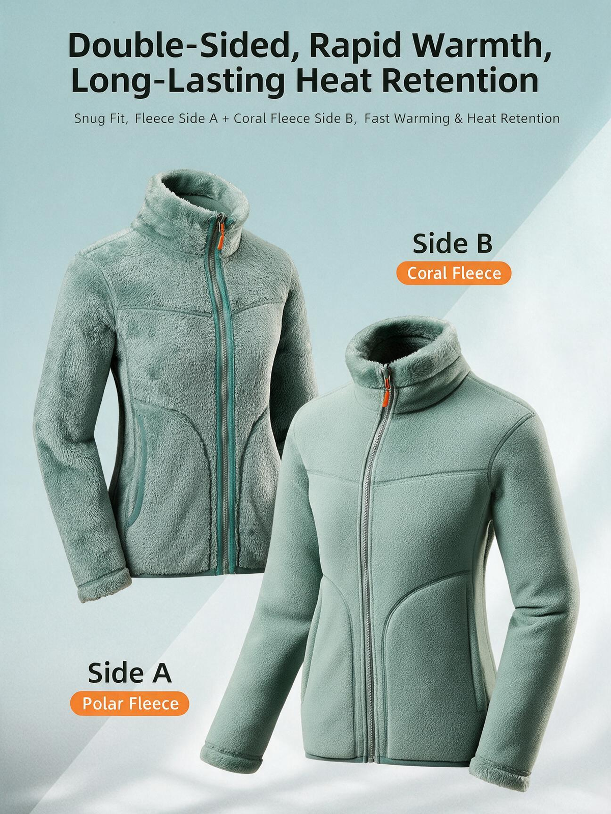 Women's Full-Zip Fleece Reversible Jacket with Pockets
