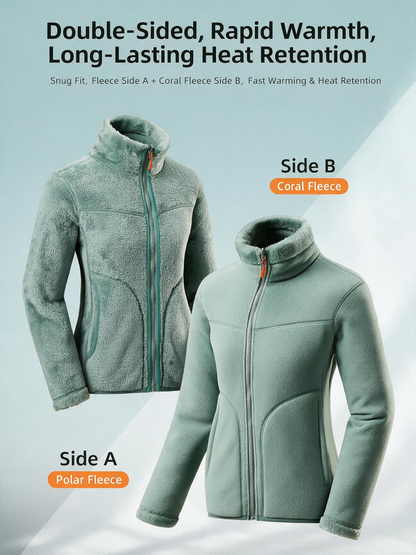 Women's Full-Zip Fleece Reversible Jacket with Pockets