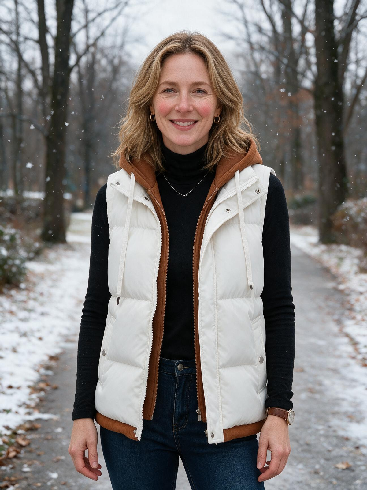 Contrast Drawstring Hood Puffer Vest