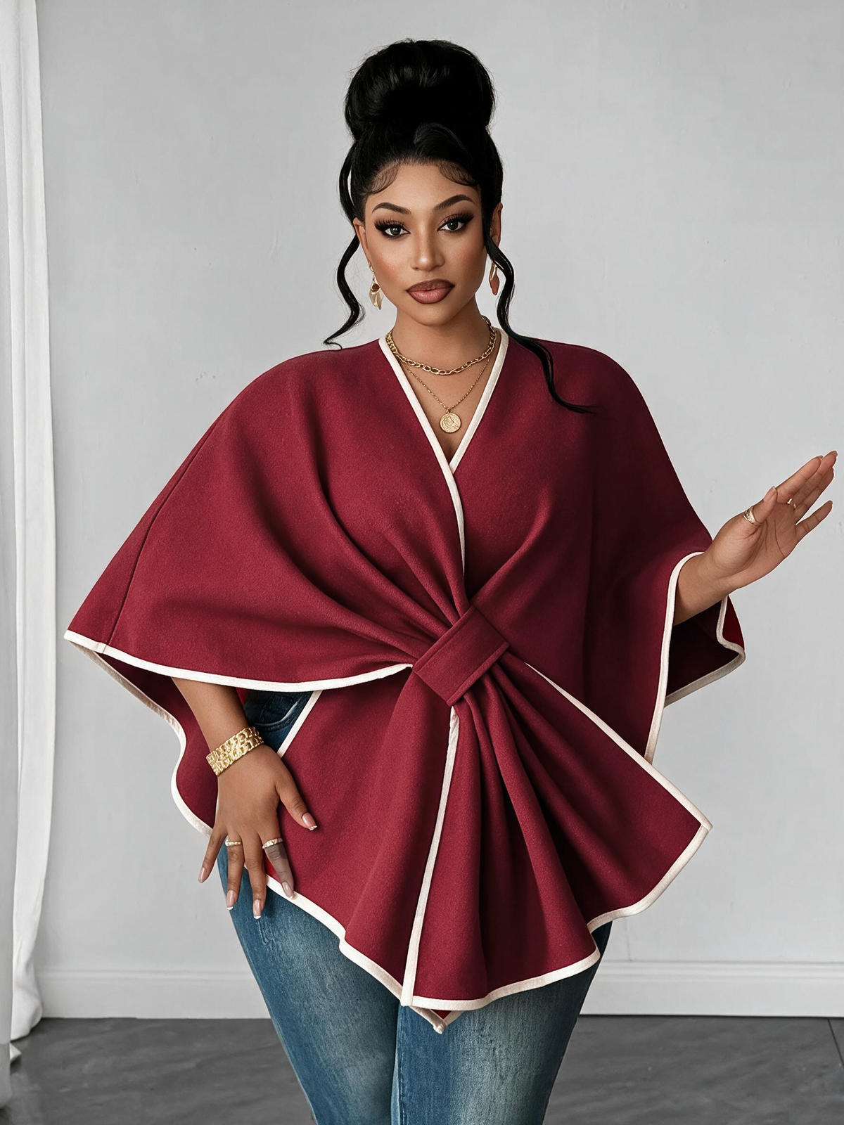 HOT SALE-Plus Size Women's Autumn/Winter Fashion Solid Color Shawl