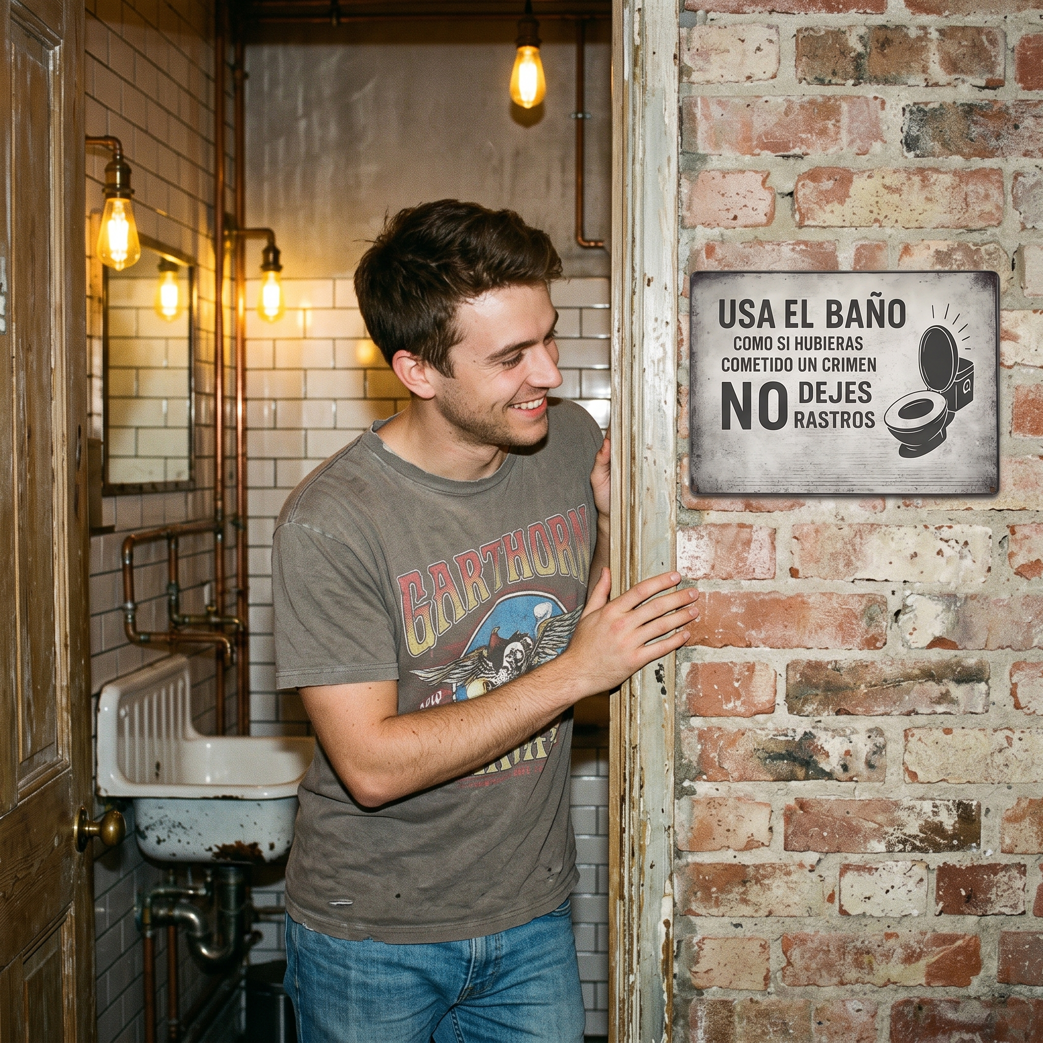 Vintage Crime Scene Bathroom Sign – Funny “Leave No Traces” Toilet Wall Decor 😂🚽