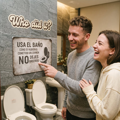 Vintage Crime Scene Bathroom Sign – Funny “Leave No Traces” Toilet Wall Decor 😂🚽