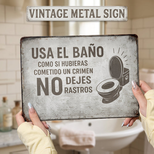 Vintage Crime Scene Bathroom Sign – Funny “Leave No Traces” Toilet Wall Decor 😂🚽
