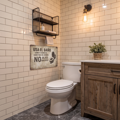 Vintage Crime Scene Bathroom Sign – Funny “Leave No Traces” Toilet Wall Decor 😂🚽