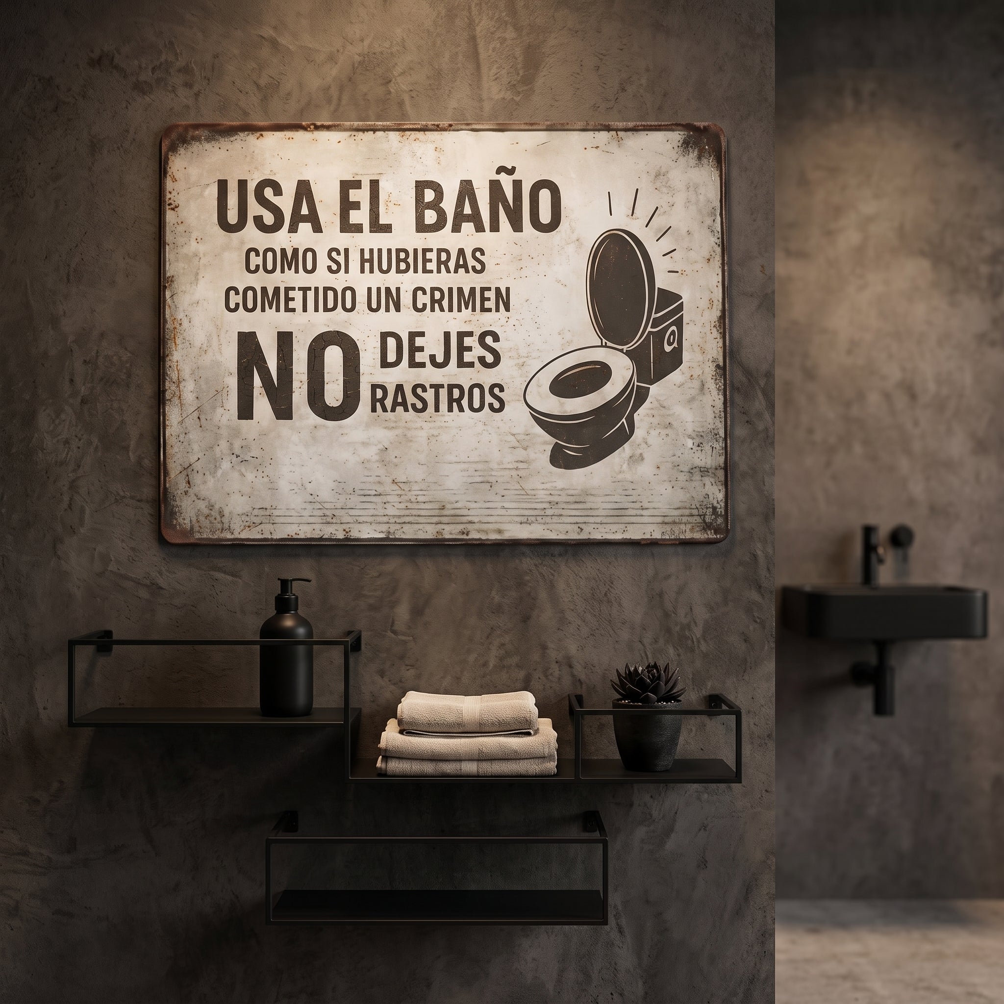 Vintage Crime Scene Bathroom Sign – Funny “Leave No Traces” Toilet Wall Decor 😂🚽