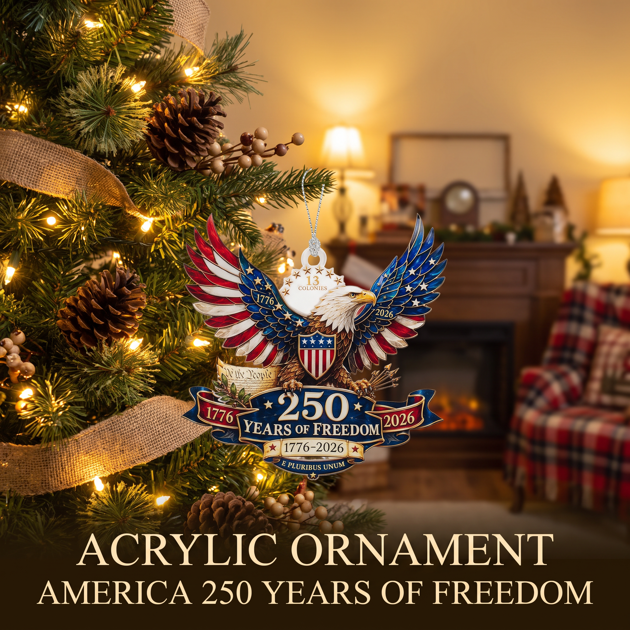1776–2026 Freedom Eagle Christmas Ornament