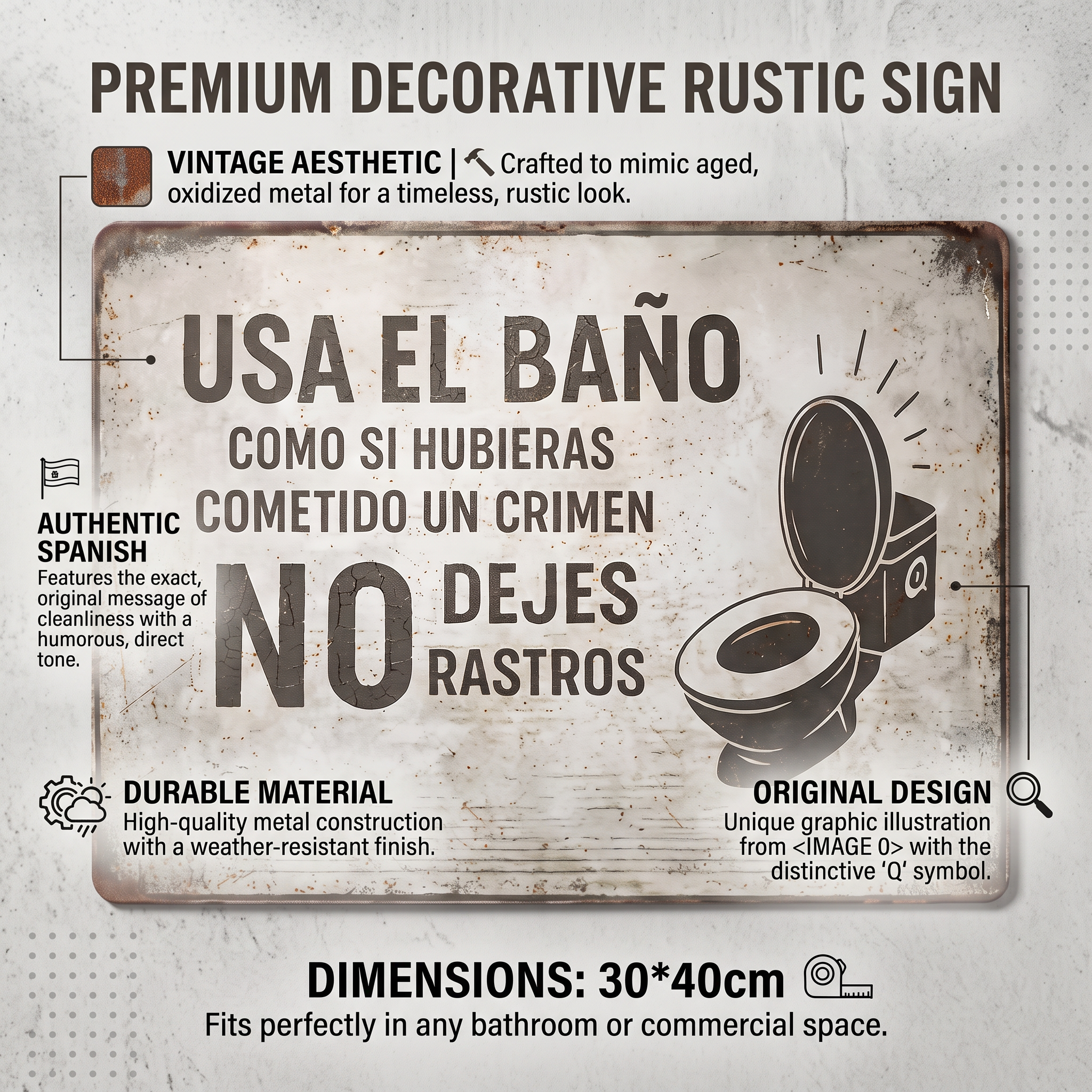 Vintage Crime Scene Bathroom Sign – Funny “Leave No Traces” Toilet Wall Decor 😂🚽