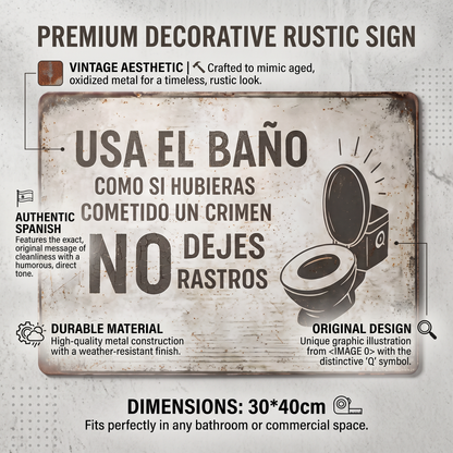 Vintage Crime Scene Bathroom Sign – Funny “Leave No Traces” Toilet Wall Decor 😂🚽