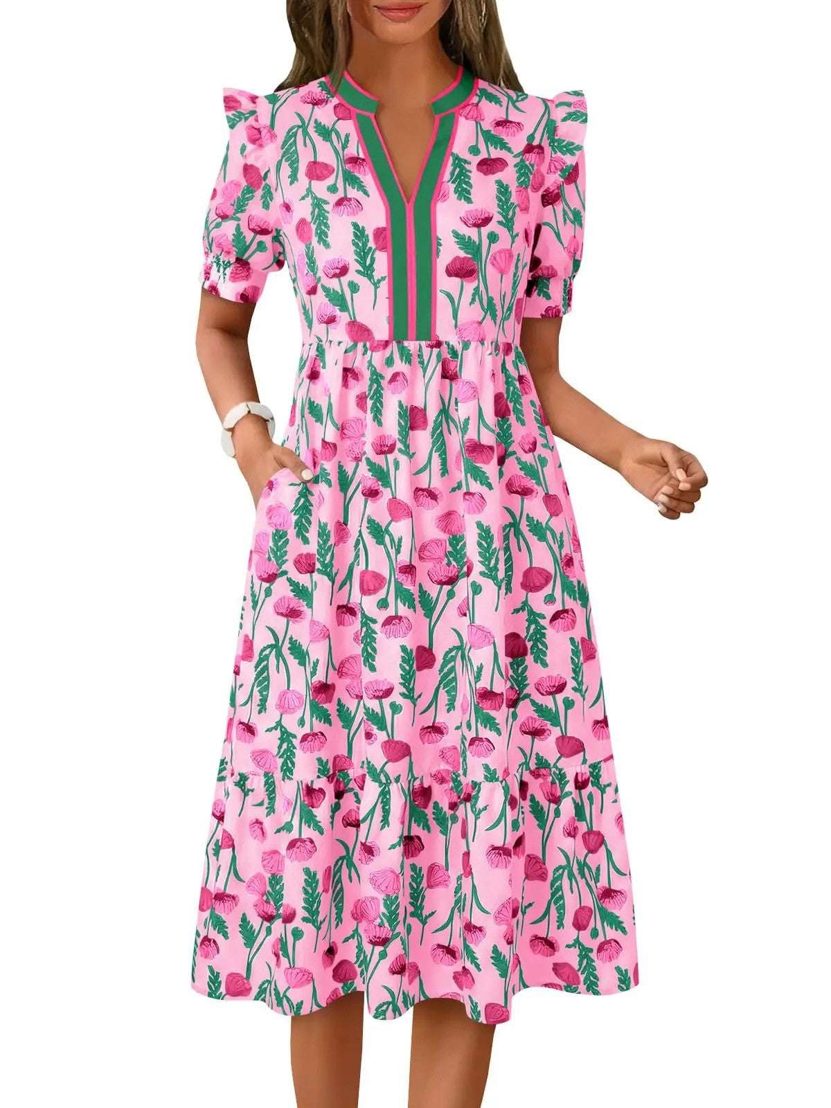 Women's Casual Floral Maxi Dress - Midiross.shop