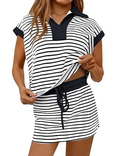 Women's Striped V-neck Two-piece set