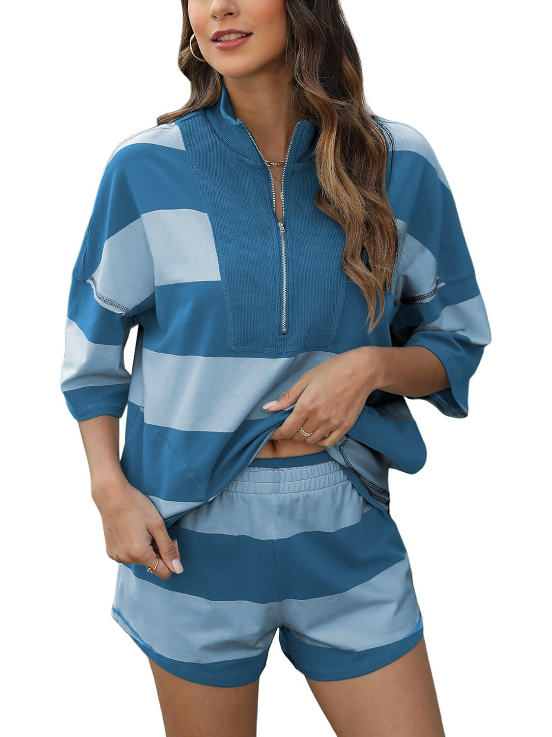 2026 Women's Stripe 2 Piece Lounge Set (Buy 2 Free Shipping)