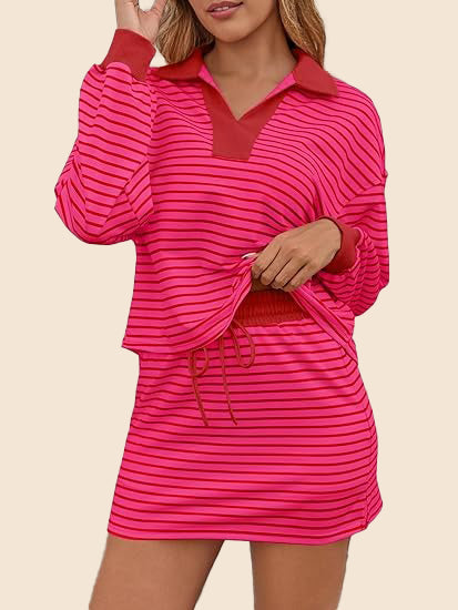 2026 NEW FASHION-Women's Casual Striped Two-Piece Set (Buy 2 Free Shipping)