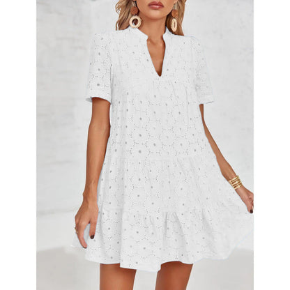 Women’s Summer Lace Dresses Eyelet Casual Flowy Babydoll Swing(Buy 2 Free Shipping）